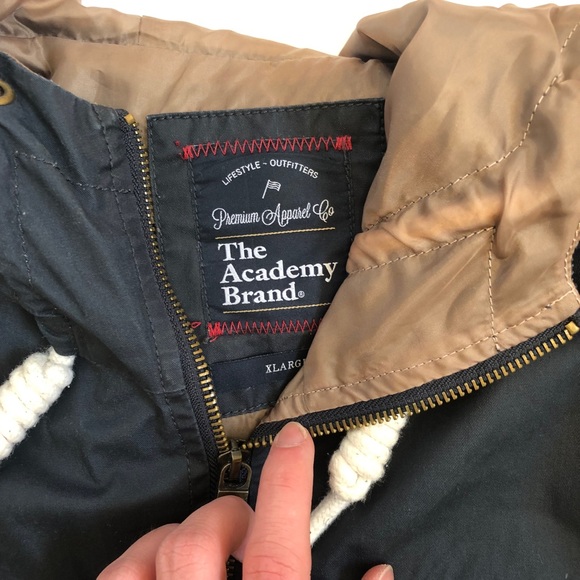 The Academy Anorak Tan/Navy Jacket - Size XL